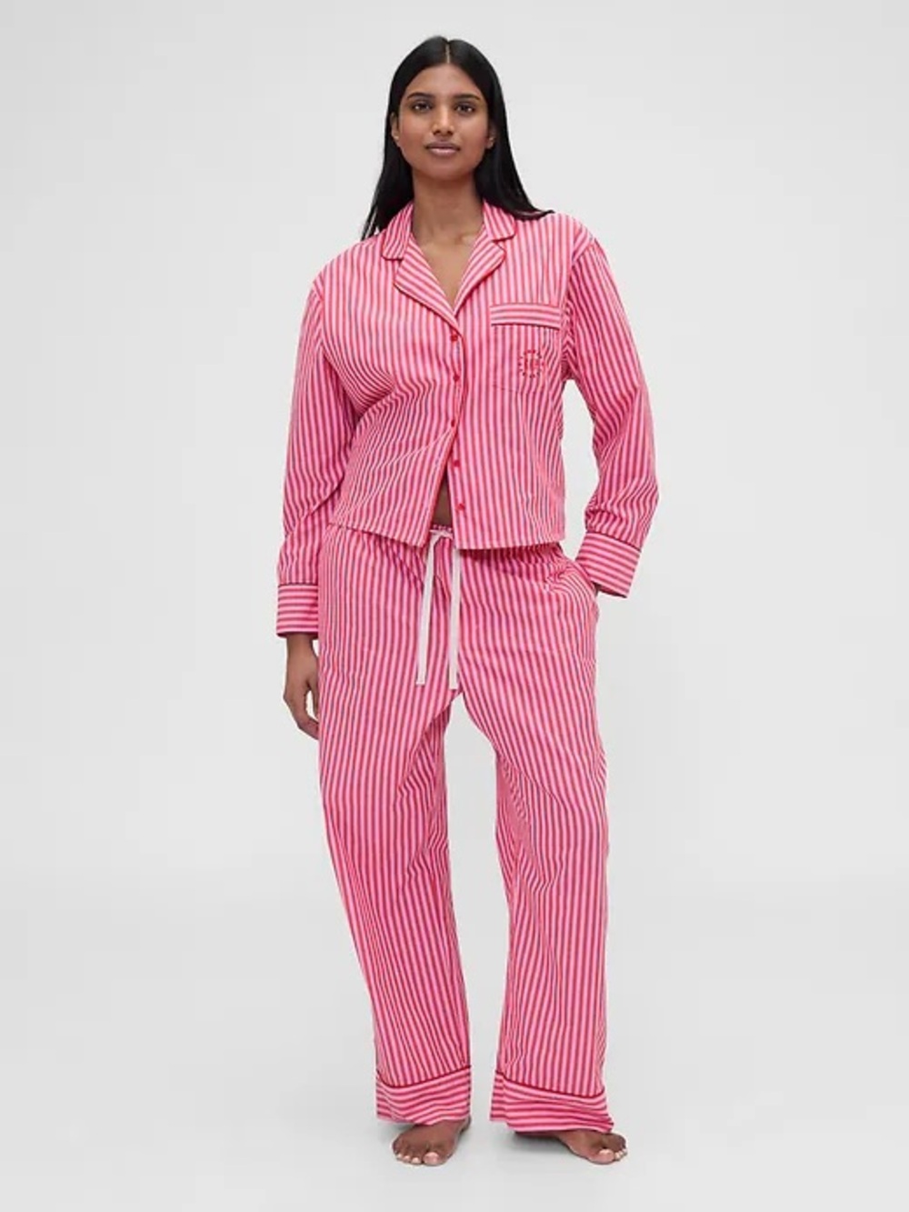 Gap x Summer Fridays Poplin Stripe PJ Pajama Set 2 Piece Sleep Top/Pant Size M